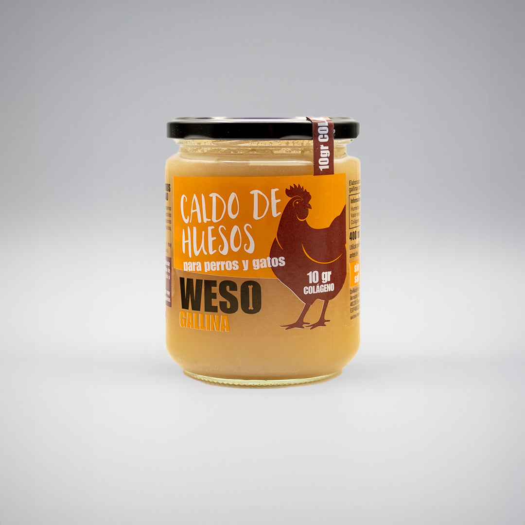 Caldo de huesos de gallina para perro y gato