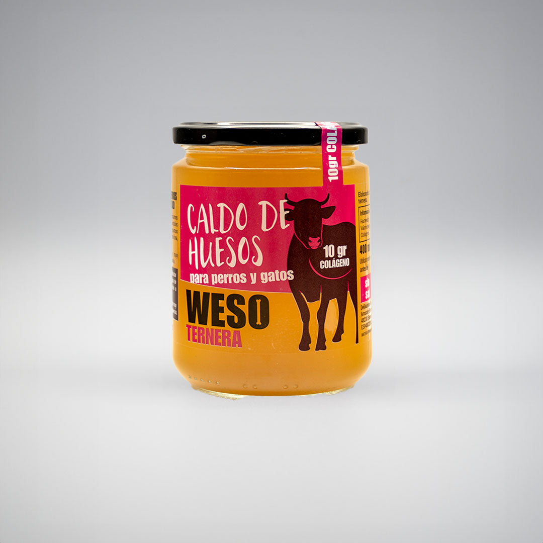 Caldo de huesos de ternera de pasto para perro y gato