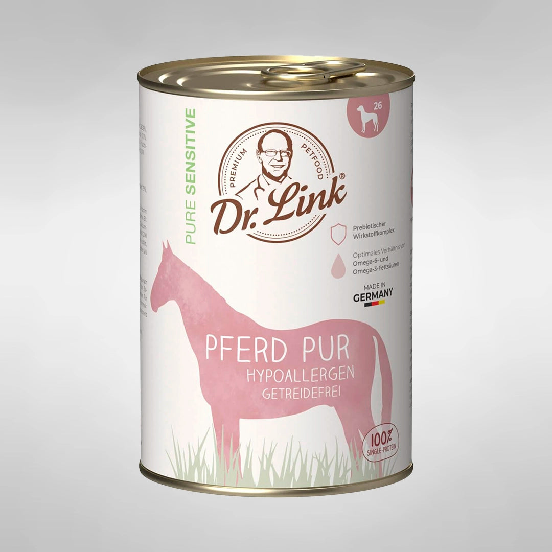 Lata de comida cocinada para perro de carne de caballo