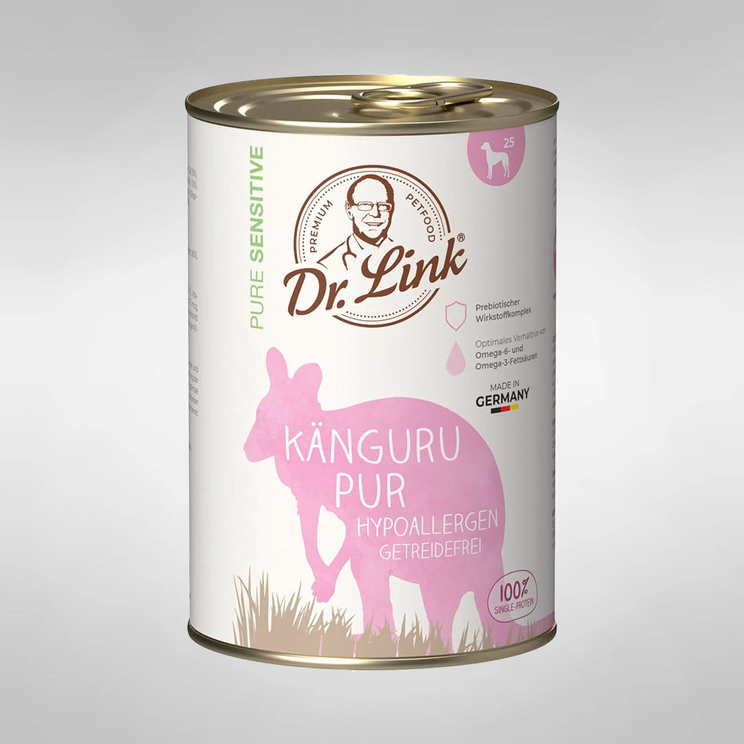 Lata de comida cocinada para perro de carne de canguro