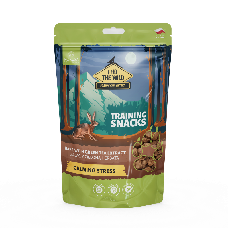 Snack para perro de liebre y extracto de té verde calmante para entrenamiento