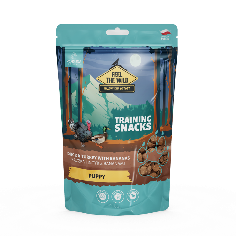 Snack para perro de pato y pavo con plátano para entrenamiento de cachorros