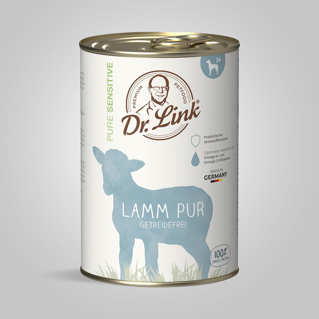 Lata de comida cocinada de cordero para perro