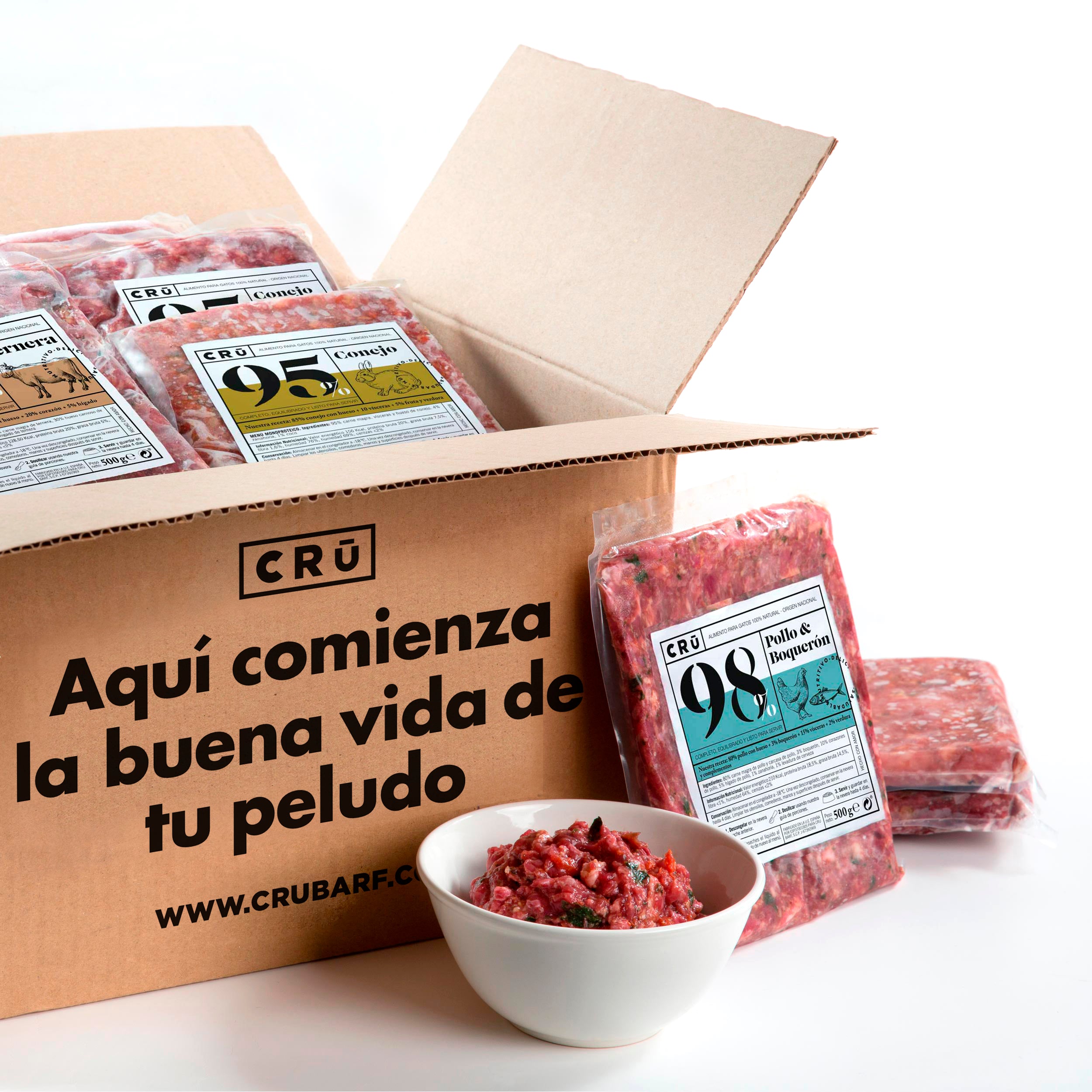 Menú barf mixto para gato