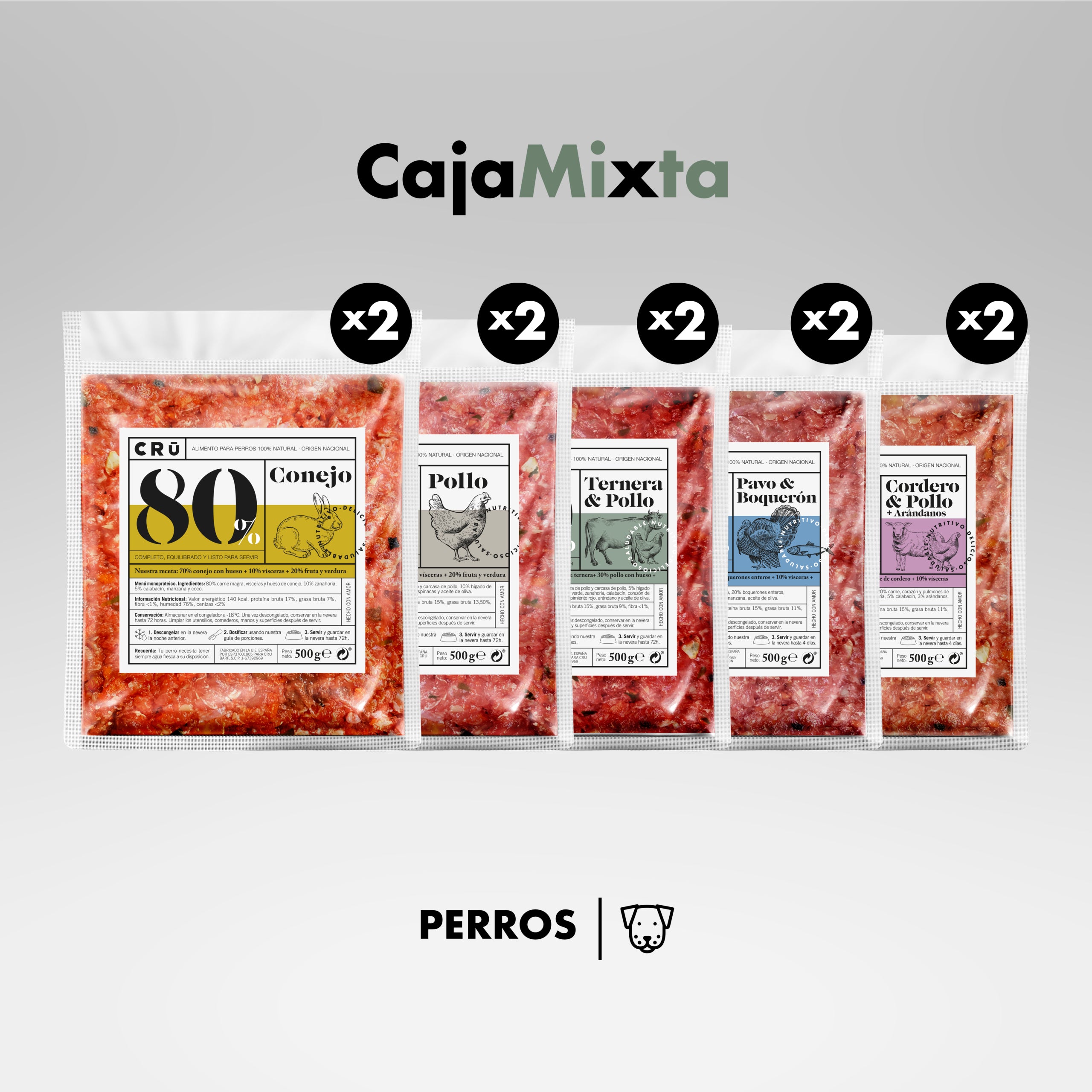 Menú barf mixto para perro 10 paquetes