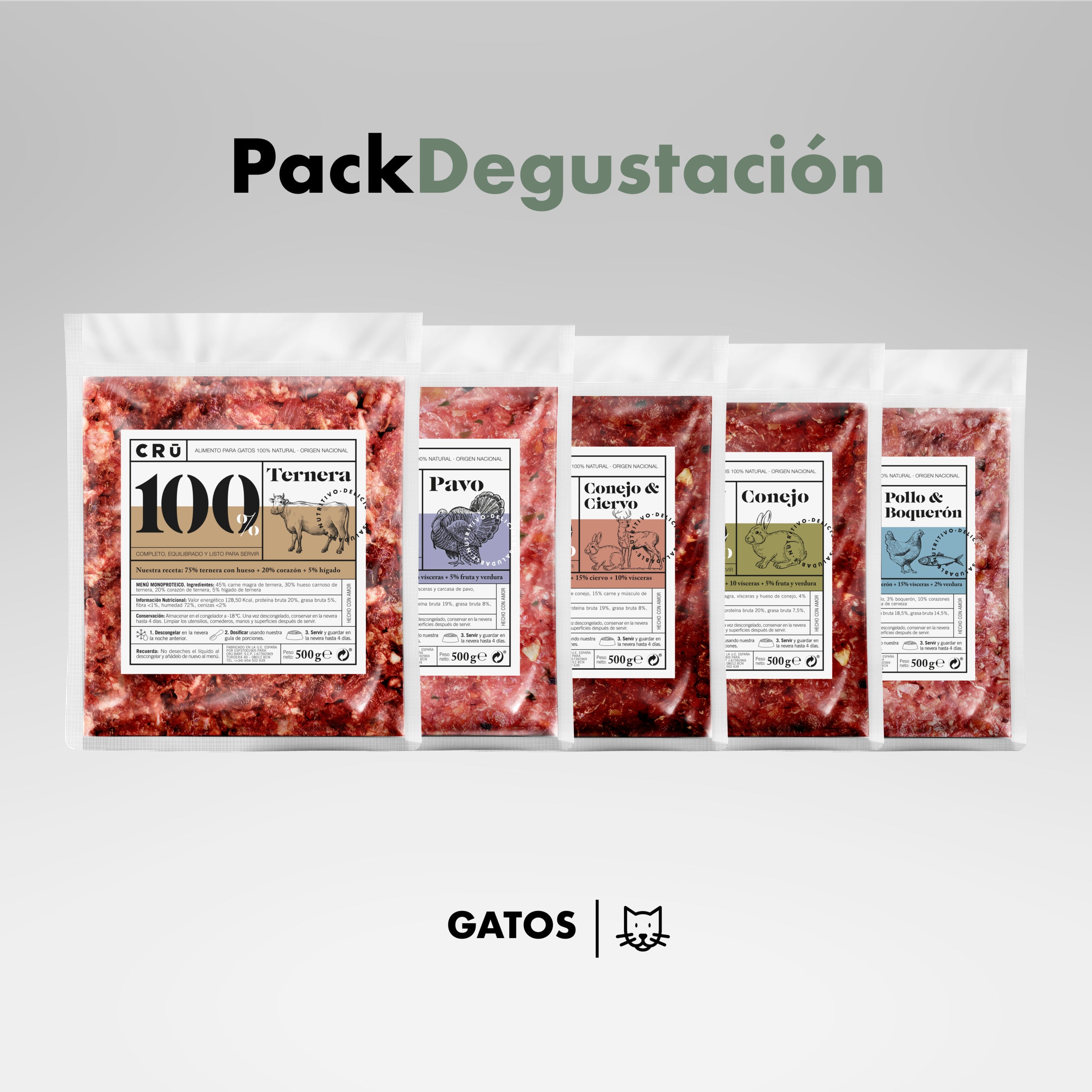 Pack de menú degustación barf para gato