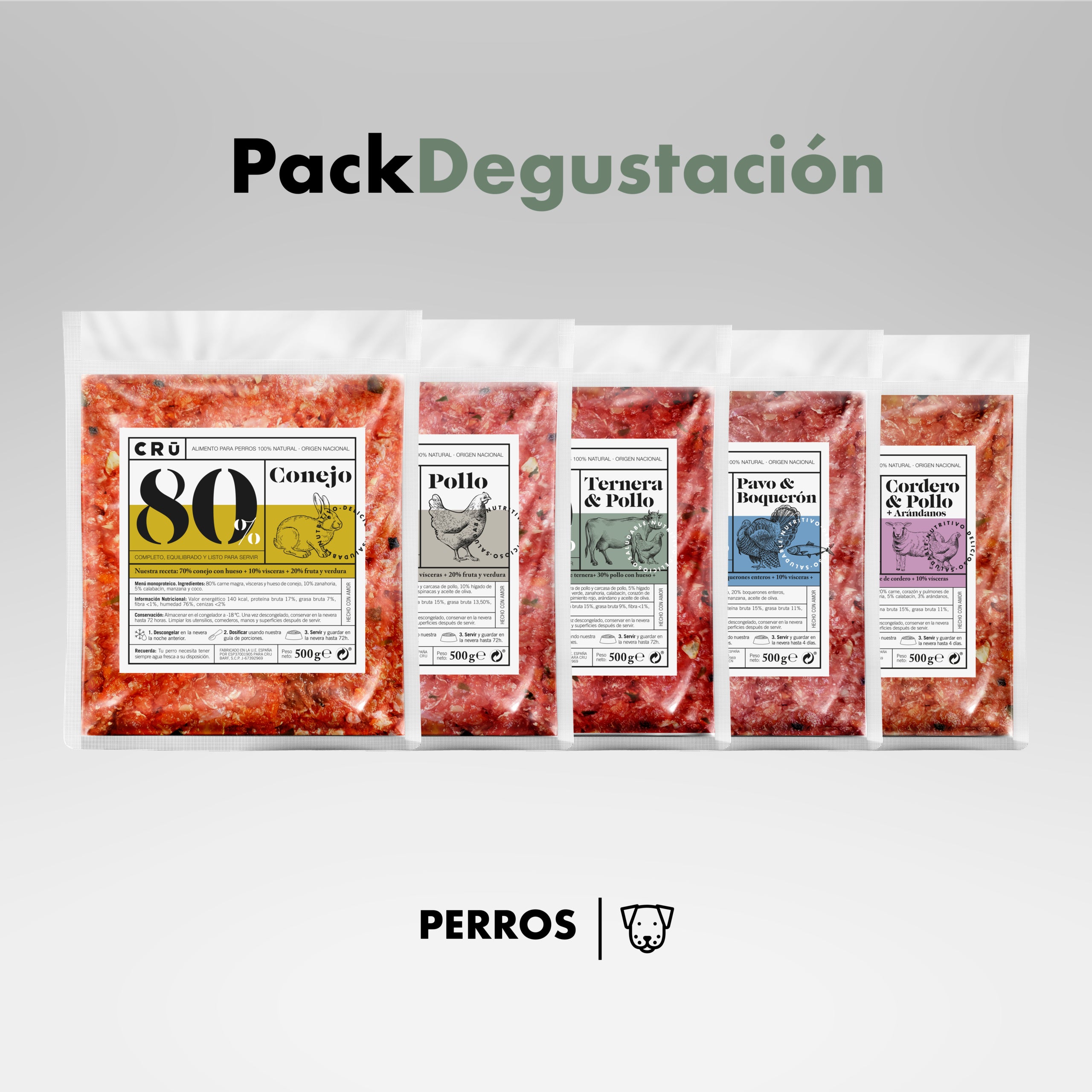 Pack de menú degustación barf para perro