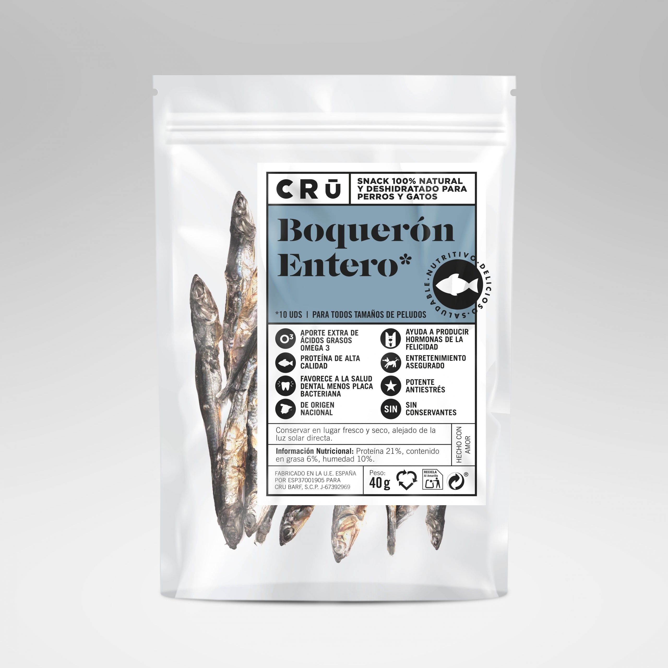 Boquerones enteros deshidratados - snack 100% natural de omega 3