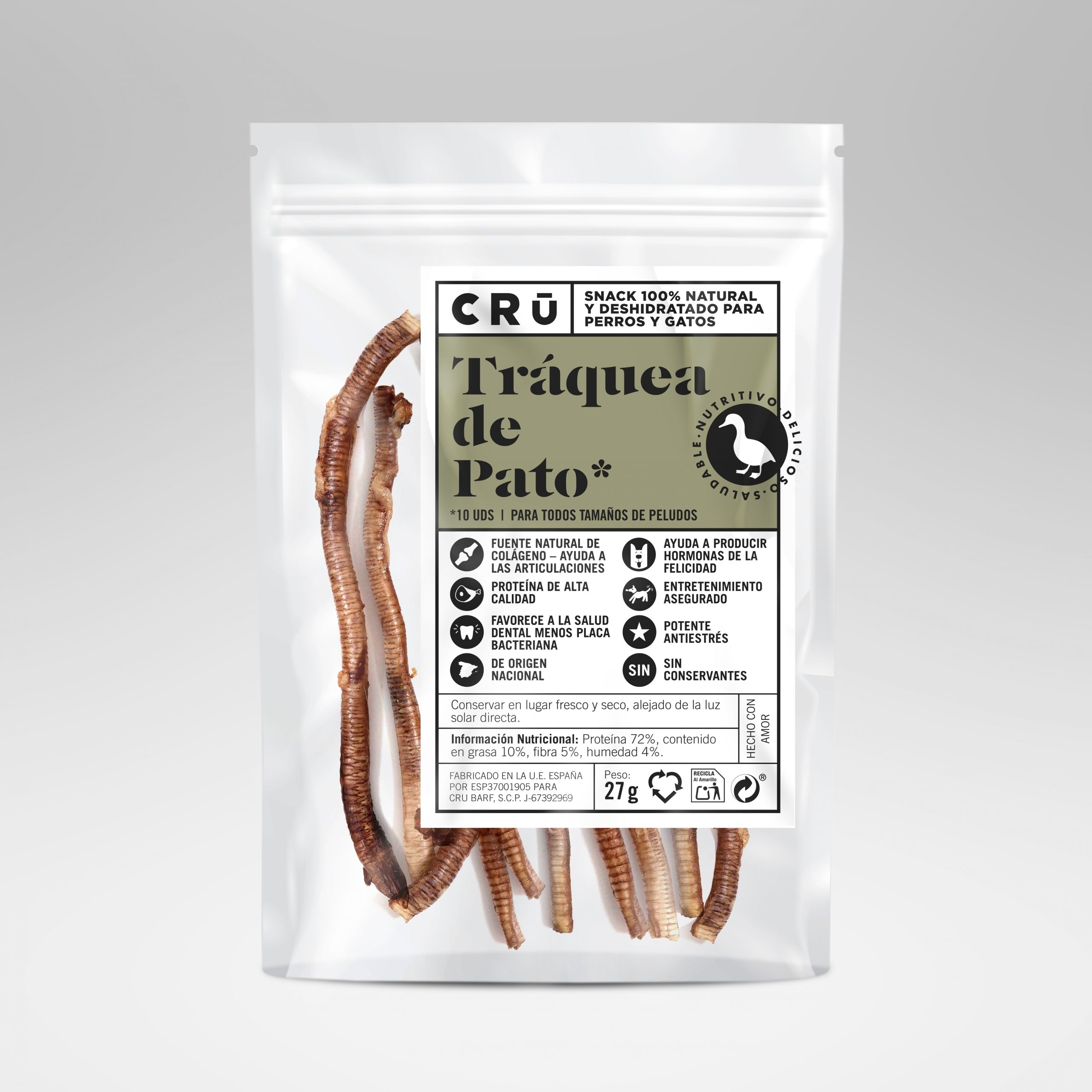 Tráqueas de pato deshidratadas - snack 100% natural