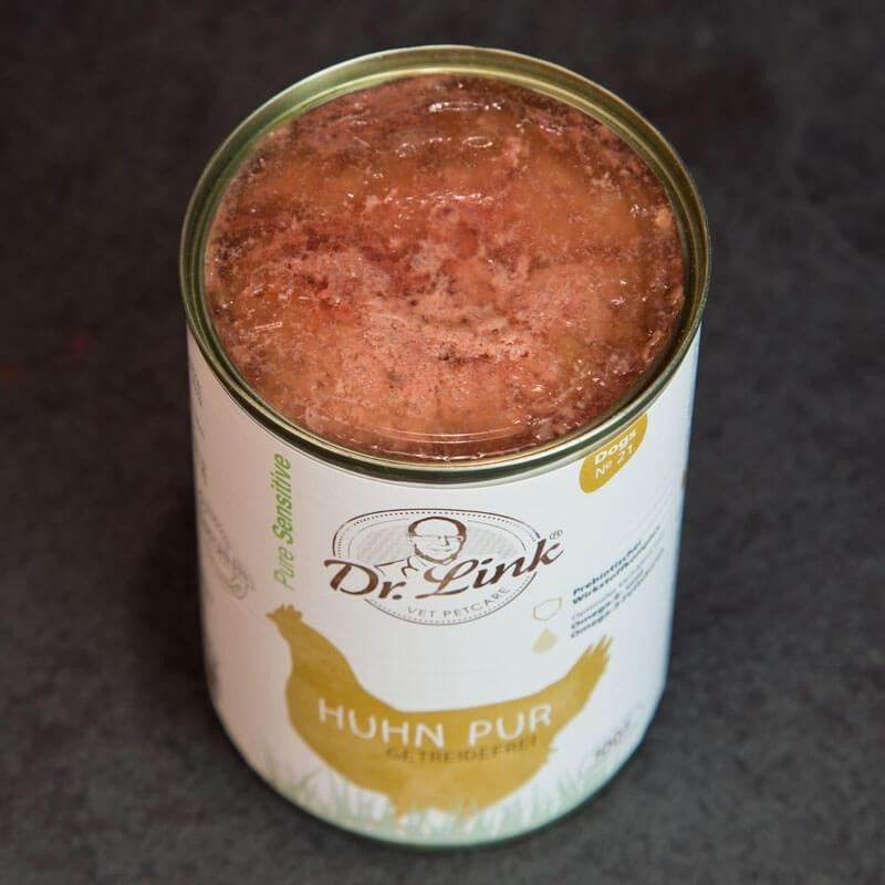 Lata de comida cocinada para perro de pollo natural
