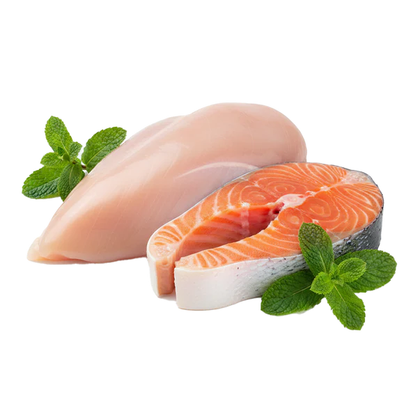 Menú Cocinado de Pollo y Salmón para gato – 200 g