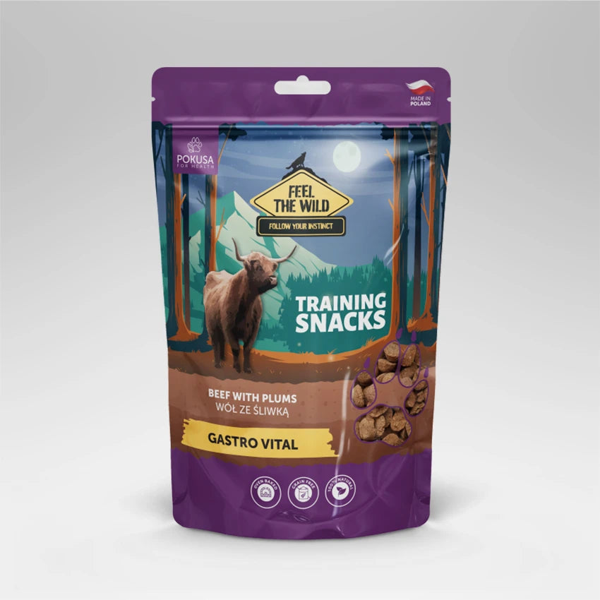 snack para cachorros de buey con ciruelas