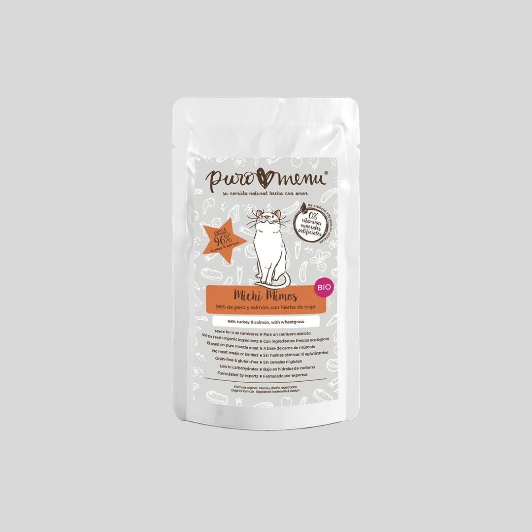 Sobre de Comida Cocinada BIO para gato - Pavo y Salmón 100% natural